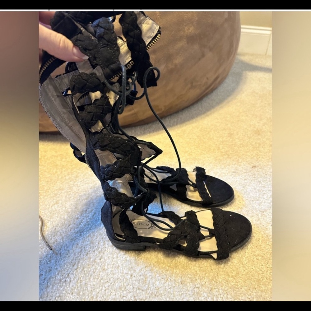 Girls joyfolie black vilette gladiator sandals sz 3 youth brand new
